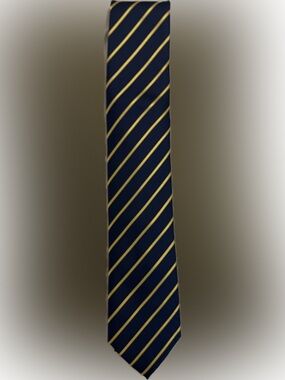 DiBanGu Blue & Yellow Striped Men’s Tie – Classic Preppy Pattern